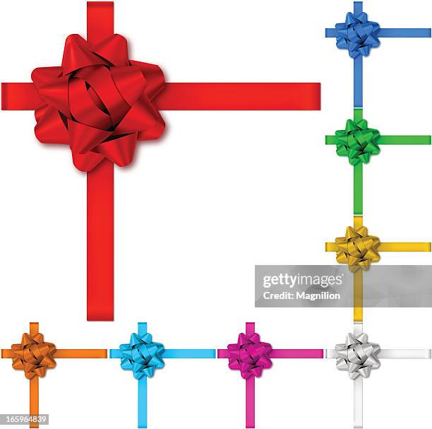 gift bows with ribbons - present bow stock illustrations