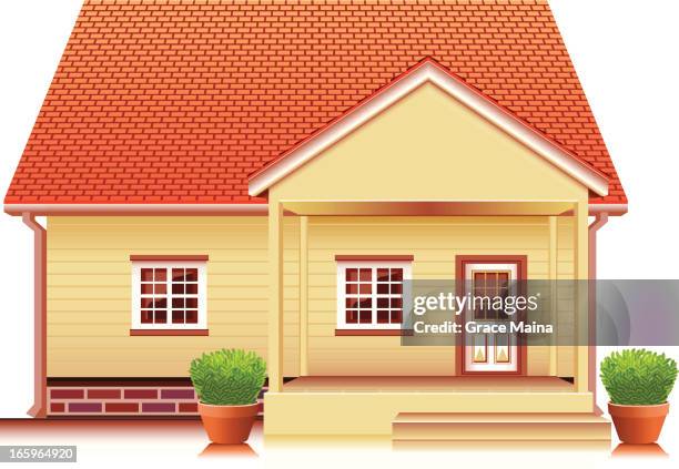 small house front - vector - small modern house exterior stock illustrations