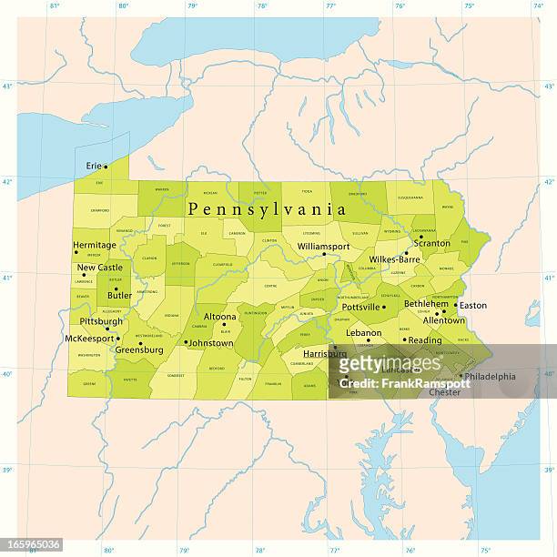pennsylvania vector map - philadelphia pennsylvania map stock illustrations