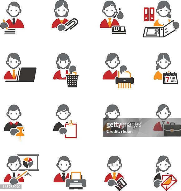 office equipment icons. - ordner büro stock illustrations