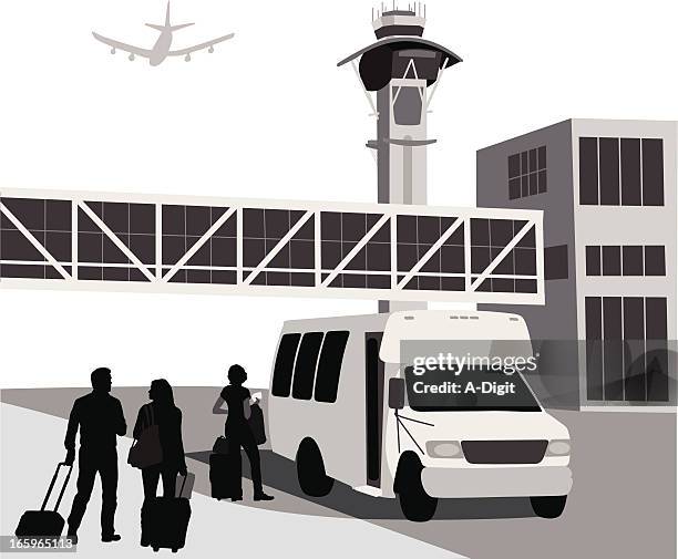 hotel'n airport vector silhouette - shuttle bus stock illustrations