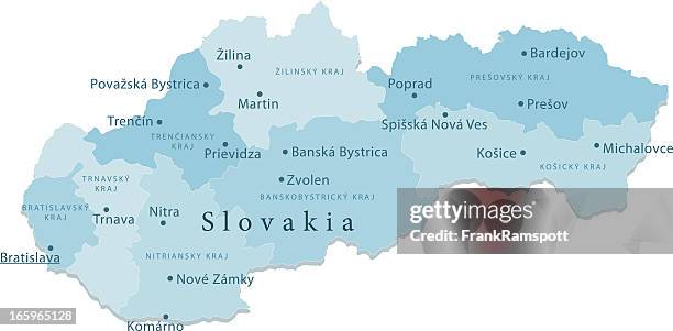 slovakia vector map regions isolated - slovakia map stock illustrations