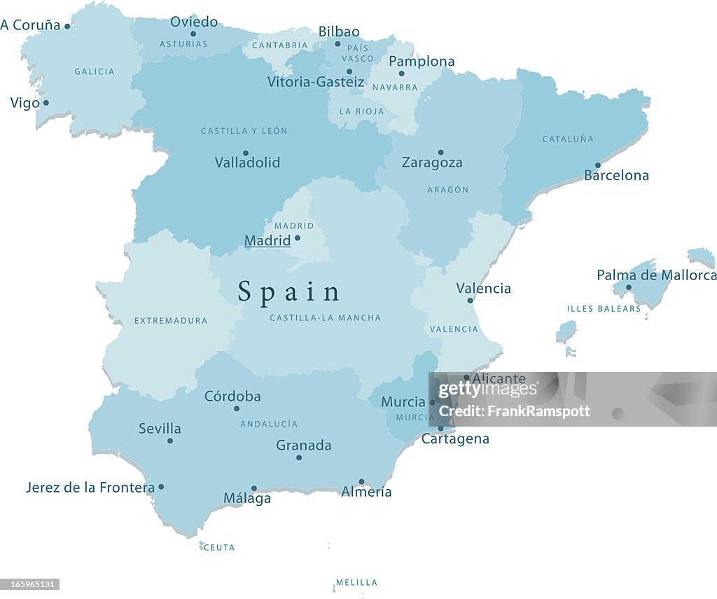 Spain Vector Map Regions Isolated
