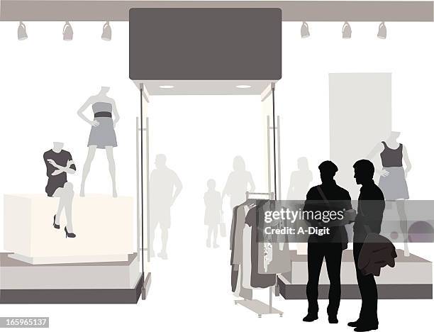 customers vector silhouette - clothes rack stock illustrations