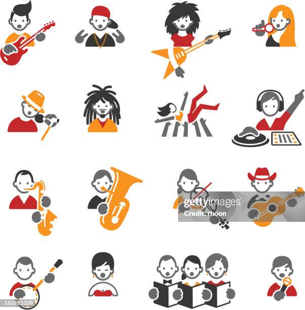 music styles icons. - crowd surfing stock illustrations