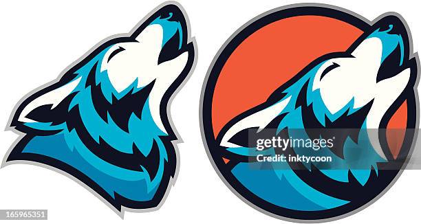 coyote wolf mascot pack - wolfs stock illustrations