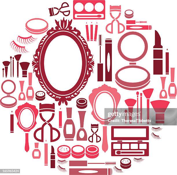 bildbanksillustrationer, clip art samt tecknat material och ikoner med make up icon set - kompakt puder