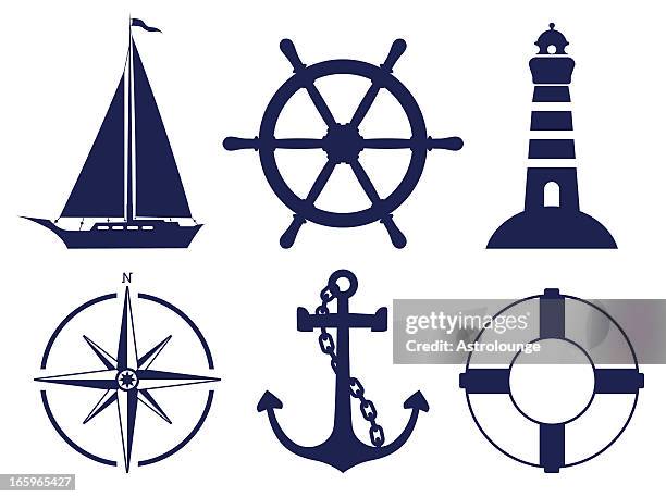 ilustraciones, imágenes clip art, dibujos animados e iconos de stock de navegación de símbolos - nautical vessel