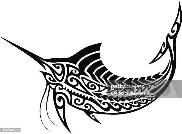 tribal marlin - marlin stock illustrations