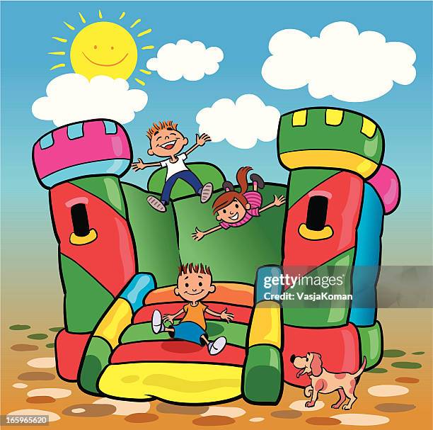 big hüpfburg - bouncy castle stock-grafiken, -clipart, -cartoons und -symbole