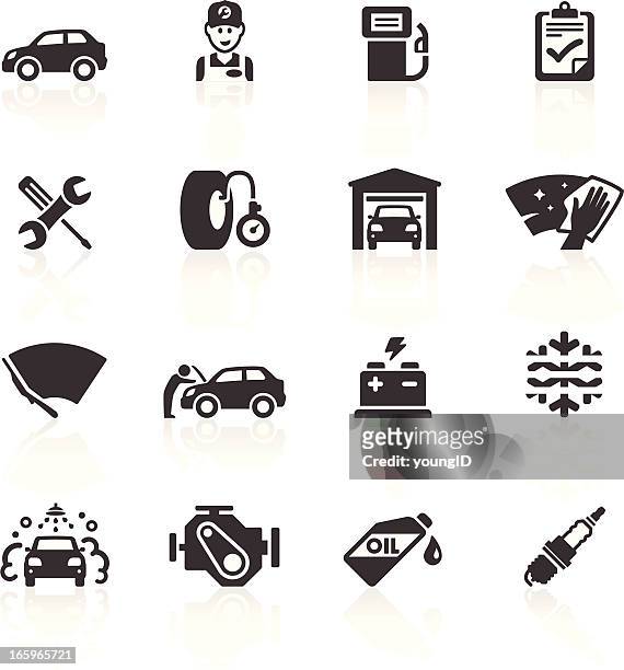 car maintenance & care icons - pressure gauge stock illustrations