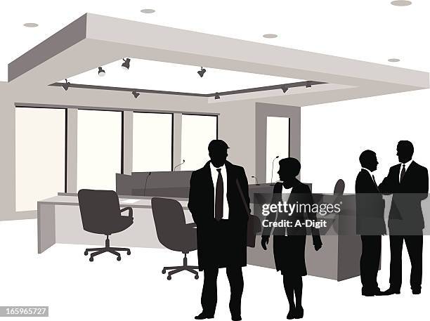 court action vector silhouette - ceiling light stock illustrations