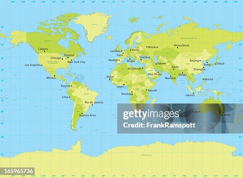 World Map Vector Miller Projection World Map Vector Miller Projection