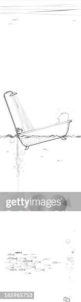 Bathtub At Sea High-Res Vector Graphic