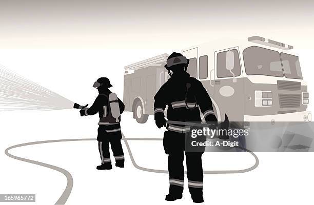 firehose - umrisslinie and schatten im mittelpunkt and illustration and tragen stock-grafiken, -clipart, -cartoons und -symbole