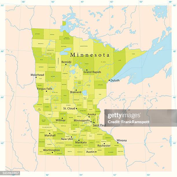 ilustrações de stock, clip art, desenhos animados e ícones de minnesota vetor mapa - st paul minnesota