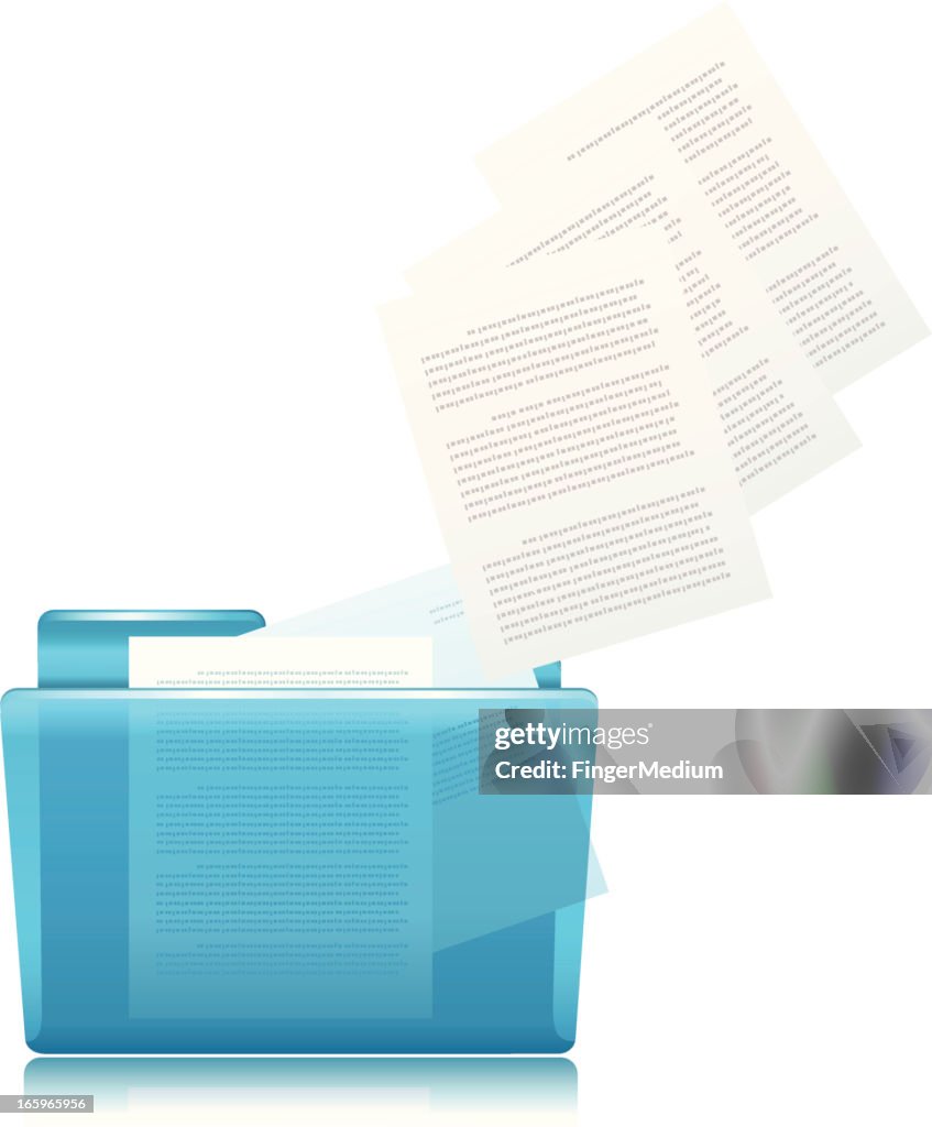 Paperwork Float Documents Floating Out Of A Blue Folder To Show Uploading High-Res ...