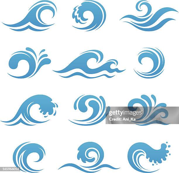 wave icons - swirl pattern stock illustrations