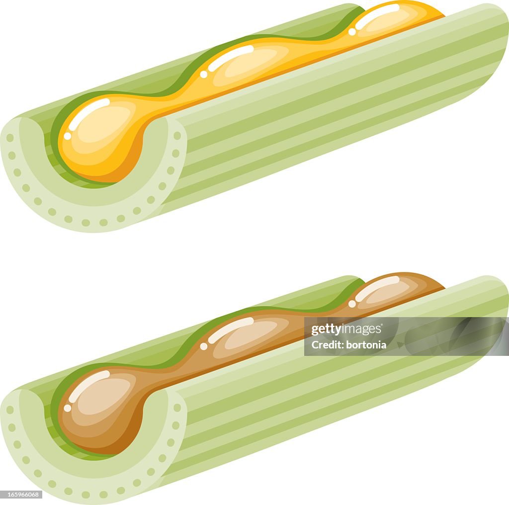 Cheese and Peanut Butter Filled Celery Sticks