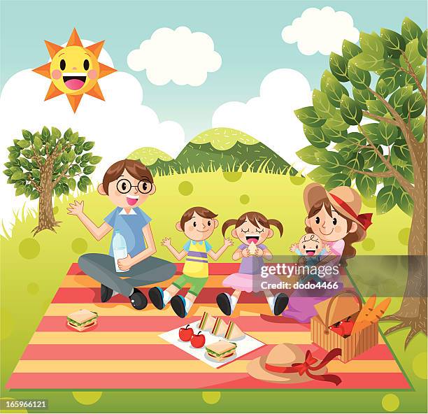 ilustrações de stock, clip art, desenhos animados e ícones de família piquenique - sanduíche natural