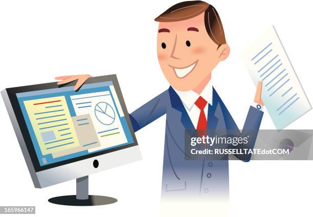 the figures are looking good! - spreadsheet computer stock illustrations