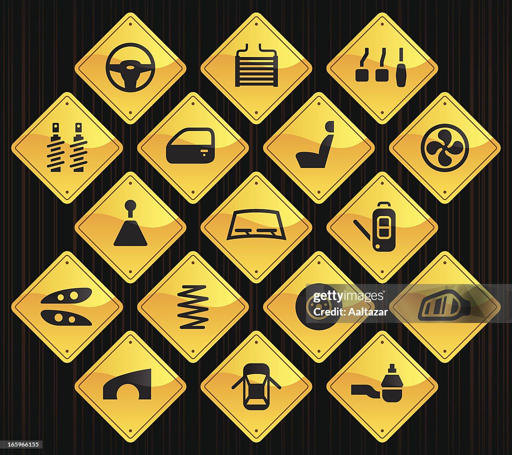 Yellow Road Signs - Car Parts