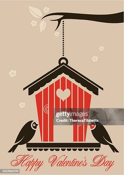 ilustrações, clipart, desenhos animados e ícones de pássaros do amor - valentines day home