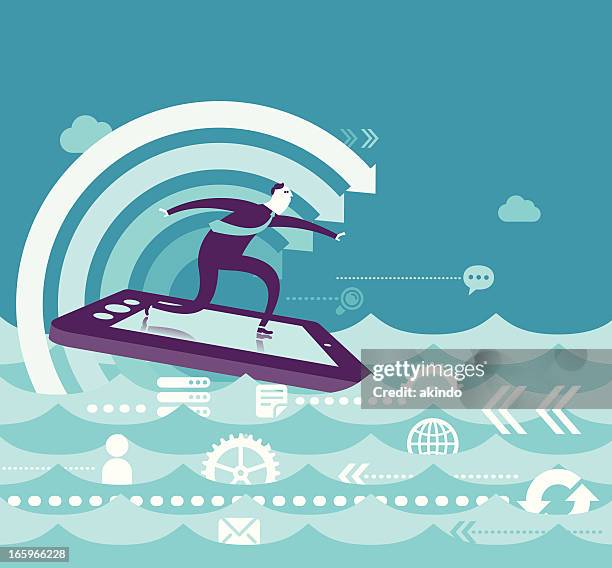 stockillustraties, clipart, cartoons en iconen met business surfing - surf stock illustrations