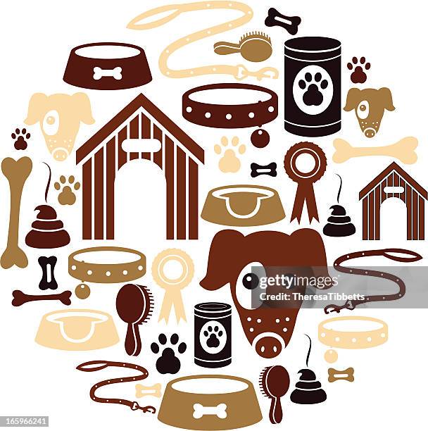 dog icon set - pet leash stock illustrations