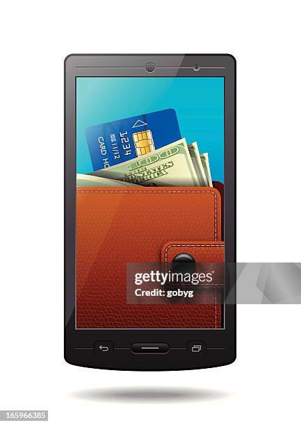 smart phone payment concept - computer code white background stock illustrations