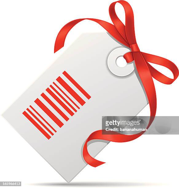 red ribbon and tag - bookmarker stock illustrations