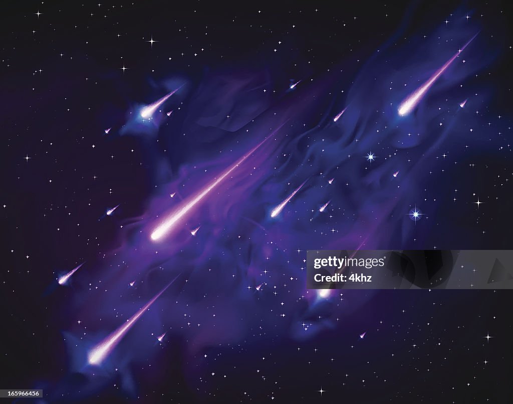 Vector Meteor Star Shower Falling Skies