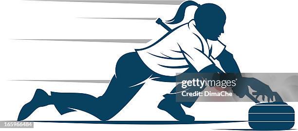 curling sportsman - female curler stock illustrations