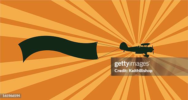 stockillustraties, clipart, cartoons en iconen met banner biplane background - air travel - ww1 aircraft
