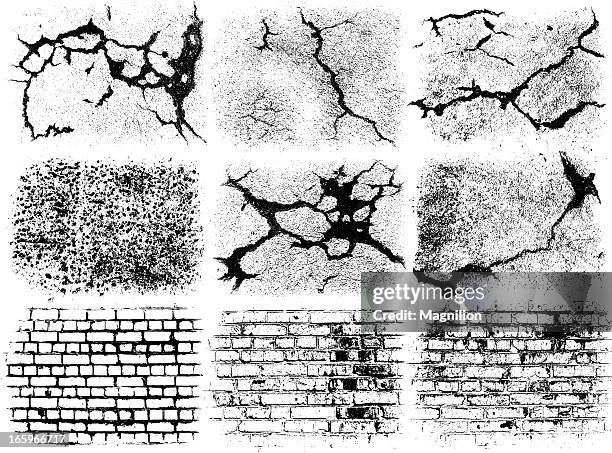 bildbanksillustrationer, clip art samt tecknat material och ikoner med grunge elements set - cracked