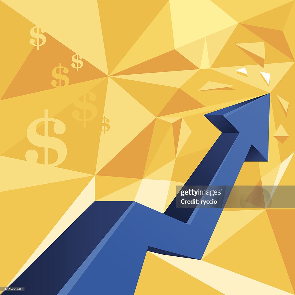 Money arrow graph, dollar sign - rising chart