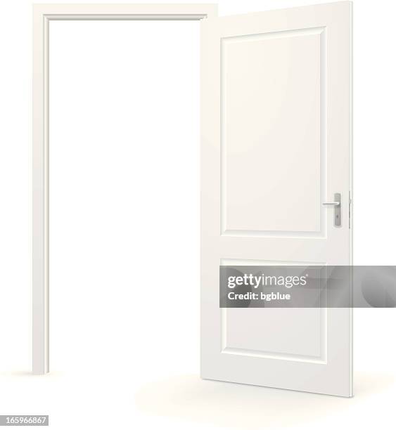 open white door with door facing - front steps stock illustrations