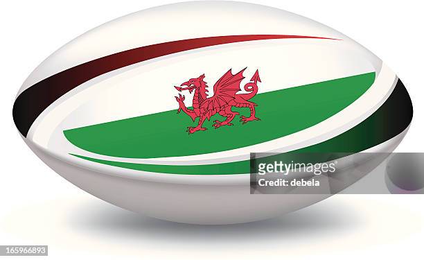 ilustraciones, imágenes clip art, dibujos animados e iconos de stock de gales pelota de rugby - pelota de rugby