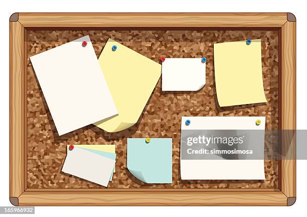 bildbanksillustrationer, clip art samt tecknat material och ikoner med cork board notes - anslagstavla