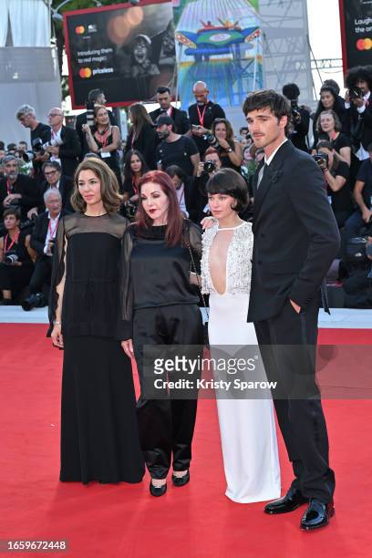 Sofia Coppola, Priscilla Presley, Cailee Spaeny and Jacob Elordi attend a red carpet for the movie "Priscilla" at the 80th Venice International Film...