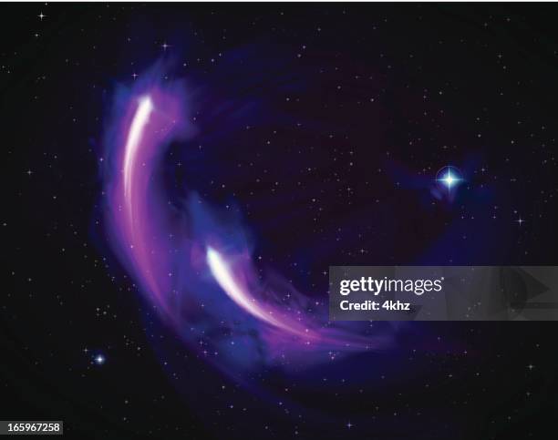 vector shooting stars with light trail - meteorite stock illustrations