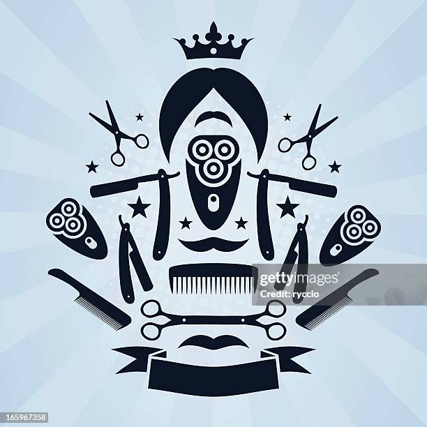 stockillustraties, clipart, cartoons en iconen met men hairdresser coat of arms - middeleeuwse muziek en renaissancemuziek