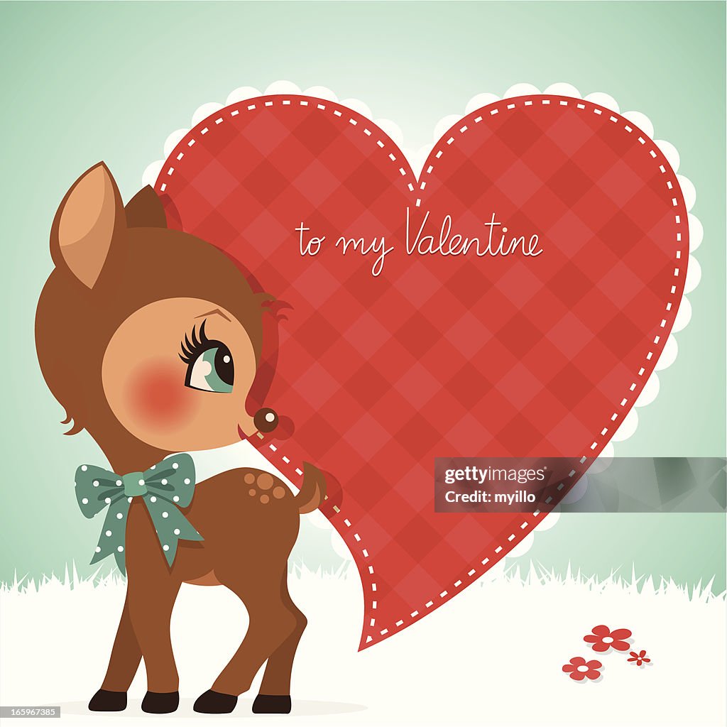 Deer Valentine Card Fawn Cute Vintage Love Illustration Vector High-Res  Vector Graphic - Getty Images