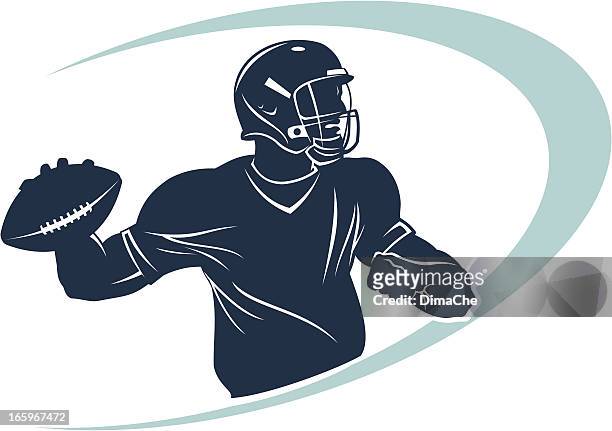 ilustrações de stock, clip art, desenhos animados e ícones de jogador de futebol americano - quarterback