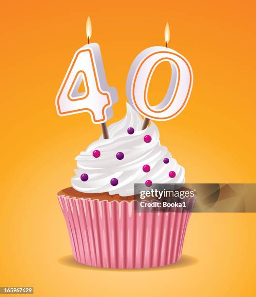 illustrazioni stock, clip art, cartoni animati e icone di tendenza di cupcake compleanno - 40 birthday