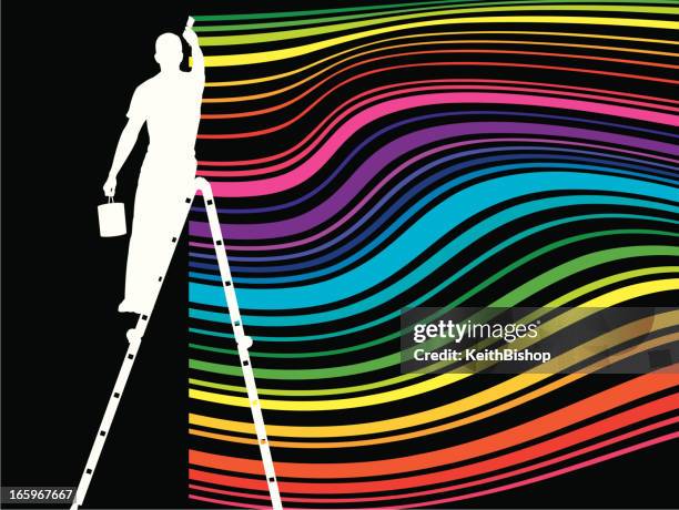 painter - painting rainbow - painter decorator stock illustrations