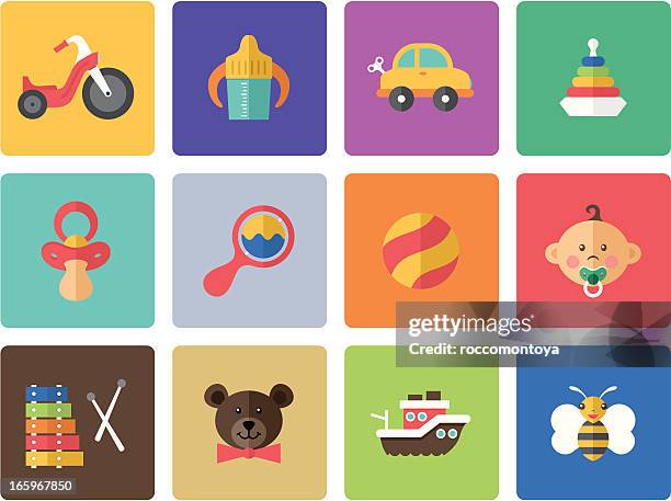 icon-set, babys - baby boot stock-grafiken, -clipart, -cartoons und -symbole