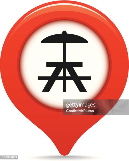 picnic area map pointer - dining outside stock illustrations