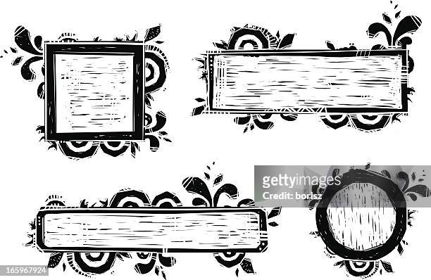 frame set - woodcut stock illustrations