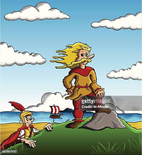 gaul and roman men / gaulois - roman soldier cartoon stock illustrations